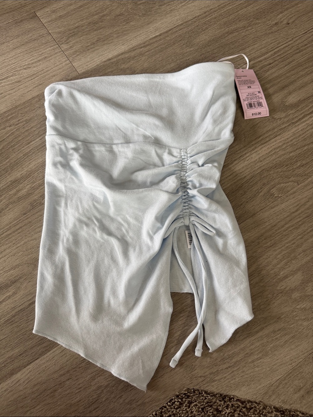 wild fable Light Blue Strapless Ruched Crop Top